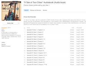 screenshot of tale of two cities podcast